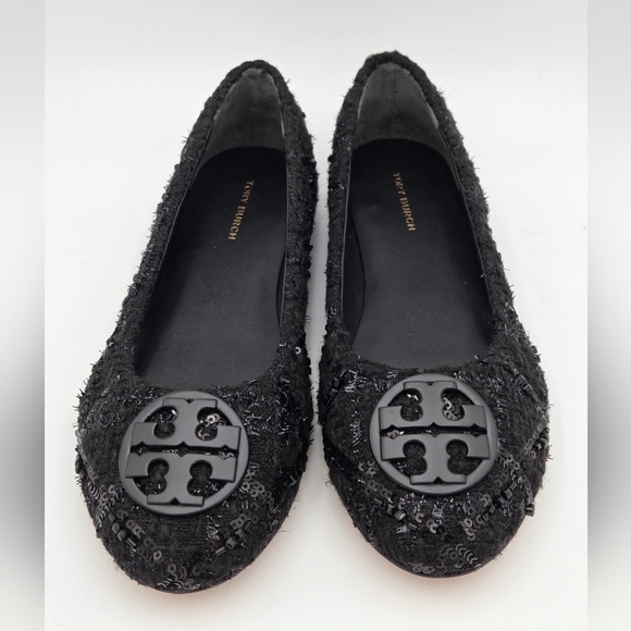 Tory Burch Chelsea Tweed Ballet Flat in Perfect Black. Sz. 6.5 - Picture 2 of 6